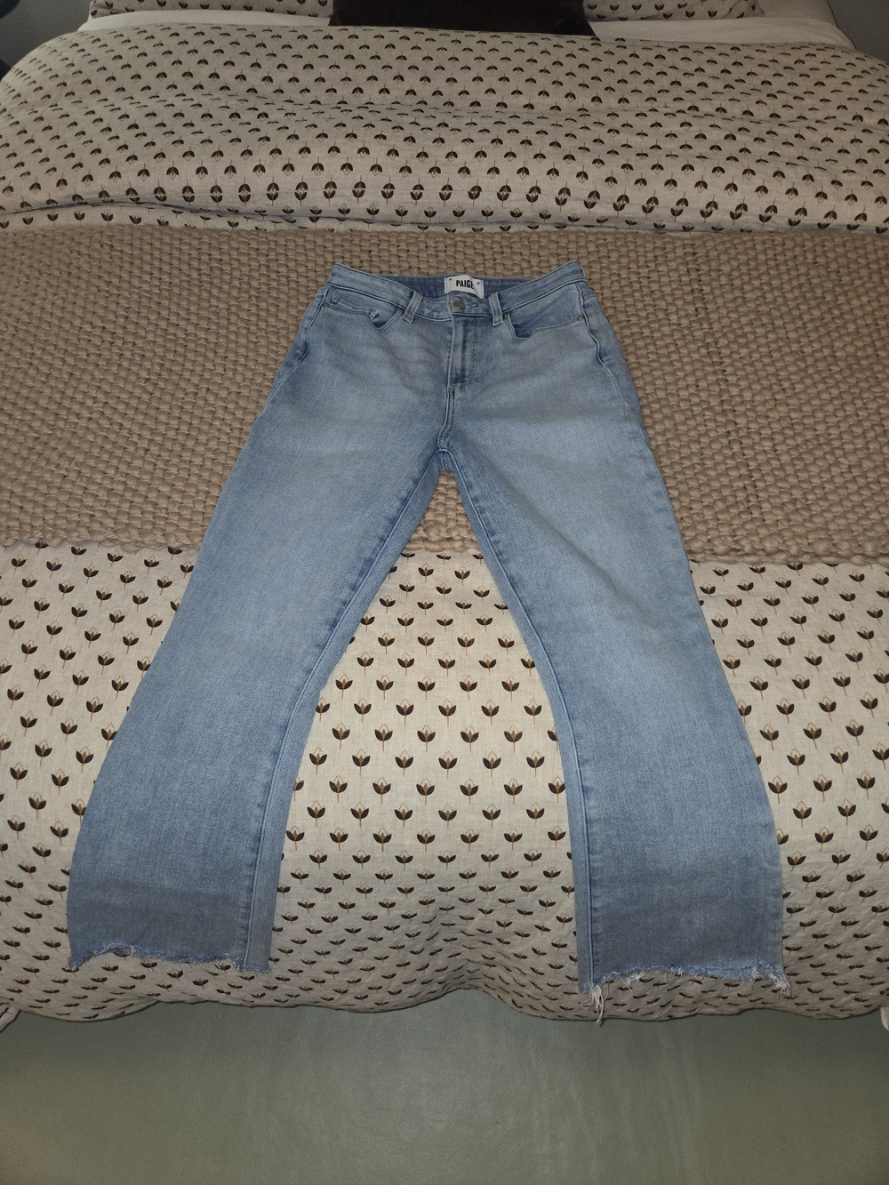 Light Blue Flared Jeans with Raw Hem